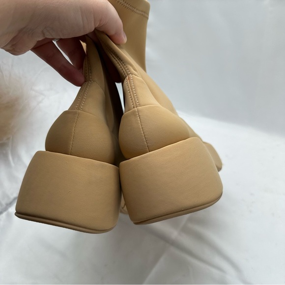 Free People Paloma Barcelo Anything Goes Stretch Boots Tan Beige Platform 39 - Picture 7 of 13